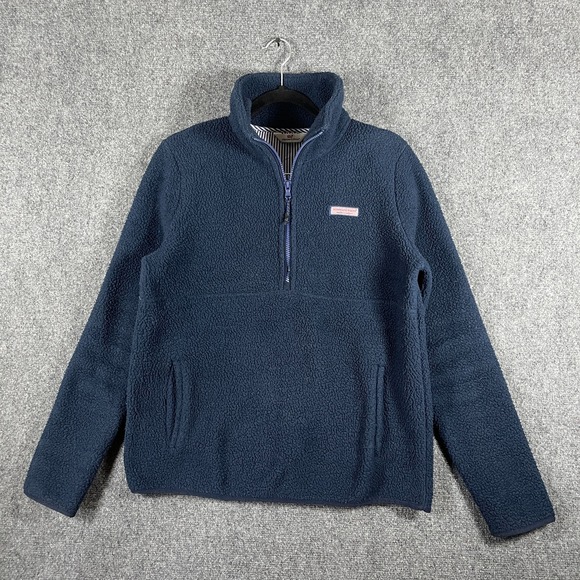 Vineyard Vines Jackets & Blazers - Vineyard Vines Half Zip Deep Pile Fleece Jacket Navy Blue Womens Small #2561